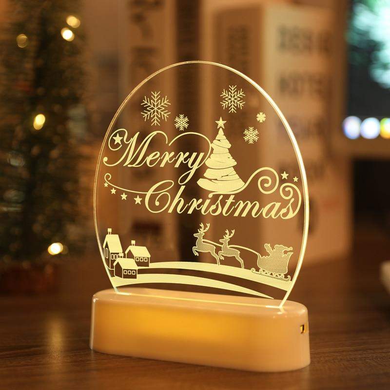 Decorações para árvore de natal 3D Acrílico USB