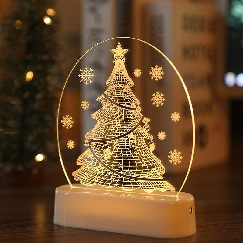 Decorações para árvore de natal 3D Acrílico USB